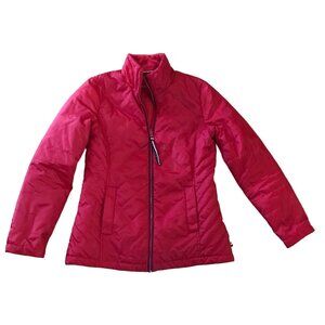 Tommy Hilfiger Jacket Women's Small Red Puffer Quilted Jacket Coat Pockets